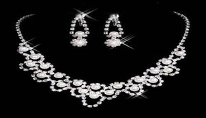 15036 Cheap Rhinestone Bridal Jewelry Sets Earrings Necklace Crystal Bridal Prom Party Pageant Girls Wedding Accessories7150628