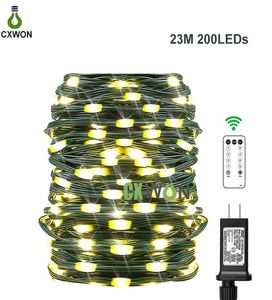 76ft 200LEDS Outdoor Christmas String Lights Fairy Light 8 Modes Green Wire Led Strings Waterproof Twinkle Lighting Warm White Mul7362978