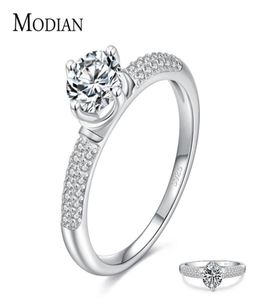 Modian Real 925 Sterling Silver Round Ten Hearts Arrow CZ Classic Finger Rings for Women Luxury Wedding Fine SMEEXCH ACCESSORSER7880573