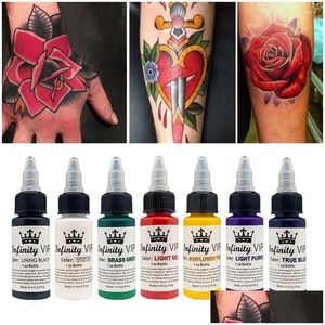 Tatuaż atramenty 30 ml/butelka czystego naturalnego atramentu roślinnego 7 kolorów pigment do mężczyzn łatwy półprzepustowy kolor dla kobiet
