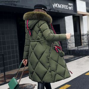 Womens Down Parkas Big Fur Thickened Stitching Slim Long Winter Coat Cotton Ladies Parka Down Jacket Women