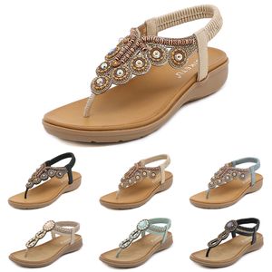 Böhmische Sandalen Damen Hausschuhe Keil Gladiator Sandale Damen elastische Strandschuhe String Bead Color35 GAI sp