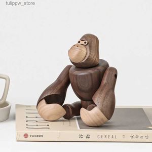 Decorative Objects Figurines Nordic Wooden King Kong Dolls Gorilla Figurines Hanging Home Decoration Accessories Brown Handicrafts Ornament Man Gifts