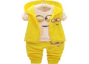 Baby Girls Boys Minions Clothing Sets Children New Spring and Autumn Cartoon Cotton Suit Hooded Vest T Shirt Pants Clothes Set8119227