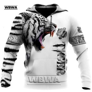 Primavera e outono Novo capuz Lion Tiger 3D Padrão de impressão digital Mens Leisure Sports Sweater