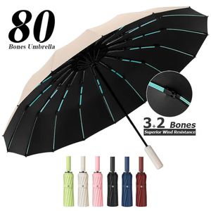 Super Strong 16K 80bones Duży wiatrakowy parasol dla mężczyzn Kobiety w pełni automatyczne wodoodporne Sunproof UV Parasol luksusowy deszcz 240301