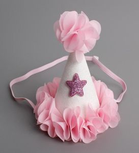 Neue Nette Neugeborene Mini Chiffon Mädchen Säuglingsblätter Krone Hut Kappen Blumen Stirnbänder Für Baby Mädchen Geburtstag Party Hüte Haar accesso5596214