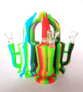 Silicone Smoking Bubbler Rig 7quot Unbreakable Kettle Portable Tobacco Dry Herb Silicon Rubber Water Bong With A Flower Bowl1033896