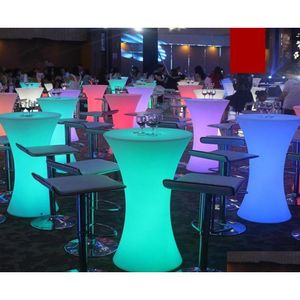 Commercial Furniture Rechargeable Led Luminous Cocktail Table Ip54 Waterproof Round Glowing Bar Outdoor For Ktv Disco Drop Homefavor Dhjbc