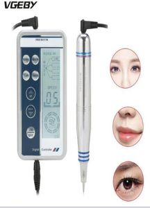 Top Grade Maquiagem Permanente Caneta Digital Profissional Sobrancelha Lip Eyeliner Tattoo Machine Set Microblading Gun Cartucho Needles2342897