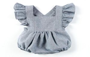 Triangle Cute Baby Girl Rompers Lotus Sleeve Breathable Linen Toddler Girls Clothes Summer Boutique Infant Onesies 190116041846162