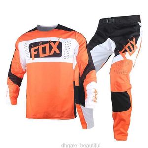 Flexair Mirer Gear Set 2022 MX ATV SE Jersey Pants Mens Motocross Combo Adult Kits Offroad Street Motor Racing Suit Orange White