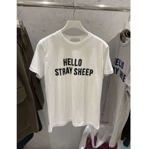 2024 Spring New Sydkorea Dongdaemun American Simple Loose Letter Tryckt rund hals med kort ärm T-shirt underlag