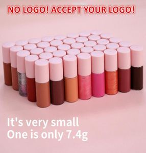 Ingen Brandmini Glossy Lip Gloss Pink Cover Lipgloss Private Label Cosmetics Round Tube Moft fuktiga läppar Glaze5858548