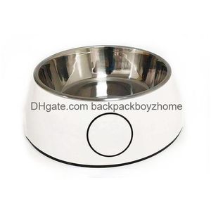 Dog Bowls & Feeders Designer Stainless Steel Dog Bowls No Mess Non Spill Water Bowl Rubber Base For Small And Medium Sized Food Dish R Dh1R9