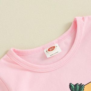 Set di abbigliamento Abiti di Pasqua per le ragazze per bambini a manica corta maglietta a campana da cartone animato set di vestiti estivi per bambina