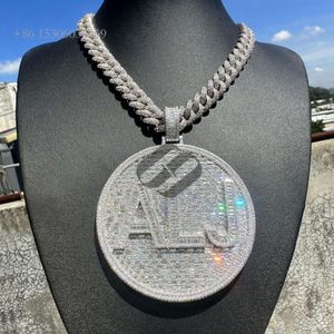 Hip Hop -smycken överdimensionerade 3 tum stora isade ut anpassade diamant VVS Moissanite Letter Namn Pendant