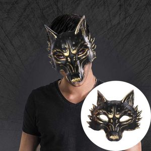 Maski projektantów czarny złoty wilk maska ​​na imprezę na Halloween Masquerade Half Mask HEPPLEAR Cosplay Akcesoria Partia Rola Partia Rola Prezentacji