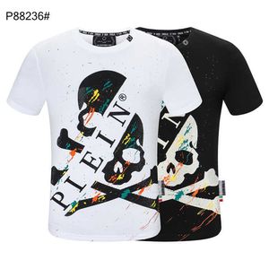 Thirts Fashion Men Men's Brand Brand Summer PP Mens Short Skull Skull Heat Drilling Cotton Cotton T-Shirt {Category} Govygovy