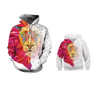 Eşleşen Aile Giyim Sonbahar Kış Hoodie Baba Son Anne Kızı Eşleştiren Kıyafetler Sweatshirts Hat Hoody Renkli Lion8705561