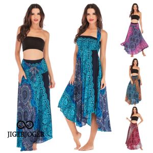 Elbise Tayland Etek Bir Parça Uzun Boho Elbise Plaj Yular Strappy Etek Dans Kadın Giyim Vestidos De Mujer Bodycon Elbise Robe