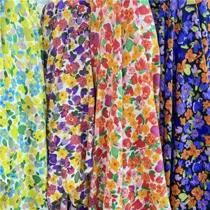 Dresses Flower Crepe Chiffon Fabric Women's Shirt Dress Pants Skirt Impermeable Stretchy Material