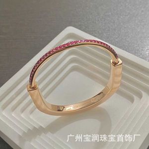 Light Luxury Tiffayss New Lock Series Rose Gold Pink Diamond Armband Simple 2rly
