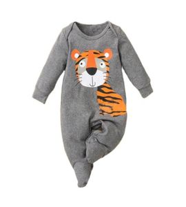 Jumpsuits Cartoon Baby Romper Cute Animal Tiger Print Toddler Boy Bodysuits Frawlery z kombinezonami na urodzone ubrania7134177