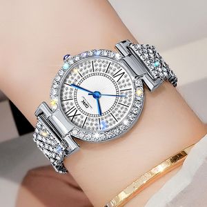 Populära modeklockor med diamantinlägg, eleganta smycken spännen, kvartsnoppar, kvinnors klockor och kvinnors klockor