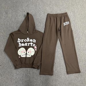 Erkeklerin Trailsits Kırık Kalp Gezegen Köpük Joggers Sweatpants and Hoodies Street Giyim Nakışları Bulbal Y2K Günlük Ropa Hombre