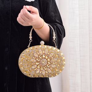 Luxury Diamond Evening Bags Fashion Sparkly Sun Flower Clutch Bags For Women Girls Wedding Dinner Purses Chain Shoulder Crossbody Handväskor DHL Frakt