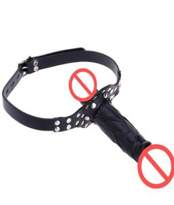 DoubleEnded Vibrador Gag Cabeça Strapon Boca Gag Fetiche bdsm Bondage Penis Harness Lesbian Sex Toys Produtos Sexuais Adultos Brinquedos Eróticos1134566