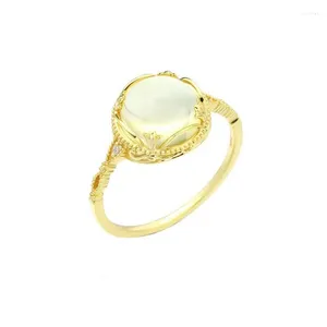 Anelli a grappolo Anello regolabile con citrino giallo naturale Argento 925 Donna Rotondo trasparente 8x8mm Pietra ricca