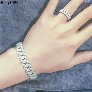 Günstiger Preis Edelstahl versilbert Iced Out Moissanit Hip Hop kubanische Kettenarmbänder für Unisex