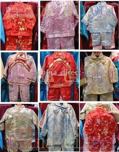 Conjunto LS de seda rayon chinês ternos pijamas calça superior 10 setslot2742505