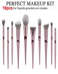 Våta och vilda borstar Set 10st Rose Gold Makeup Brush Eyeshadow Powder Contour Brush Sats Beauty Cosmetics Tools Borst Foundatio8148813