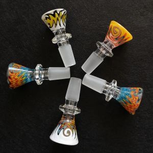 Huvudfärgad 14mm Glass Bowl Piece Bong Bowls Dry Herb Tobacco Tools Glass Vatten Bongs Vattenrör Olja Dab Rigs Röker Male Bowls 11 ll