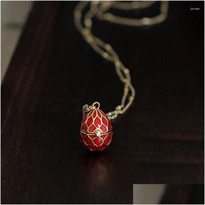 Diğer koltuklar 925 Sterling Sier Faberge Yumurta Madeni Kolye Kadınlar İçin Kazak Kolye Paskalya Partisi Cosplay Props Takı Kızları D DHK03