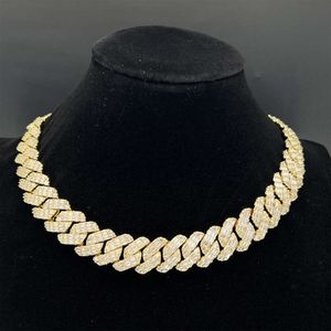 Custom Cuban Link Chain 925 Sterling Silver 18k Gold Plated Vvs Color d White Moissanite Chain