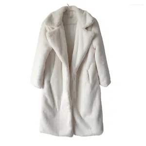 Casaco de pele feminina inverno artificial pelúcia longo solto lapela jaqueta engrossado e quente retro moda outerwear