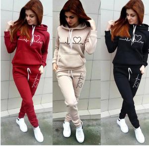 Anzüge Herbst Frauen Tracksuit weibliche Pullover Hoodies Jogging Hosen 2 Stück Set Women Sweatshirt Sportkleidung Winter warme Outfits