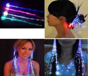 Luminous Light Up Toy LED Hair Extension Flash Braid Party Girl Glow by Fiber Optic Christmas Halloween Night Lights Decorationa393679559
