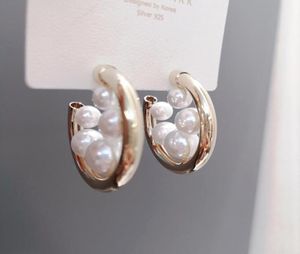 Hoop Huggie Pearl Oversize Kolczyki dla kobiet dziewczęta Brinco moda runda 2021 Circle Earring oświadczenie geometryczne 7079369