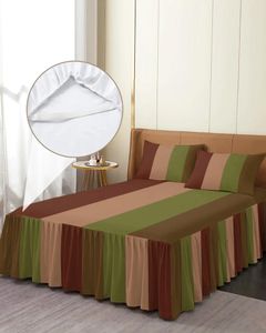 Bed Skirt Vintage Stripe Elastic Fitted Bedspread With Pillowcases Protector Mattress Cover Bedding Set Sheet