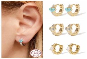 Hoop Huggie GS 925 Sterling Silver Earring Korean Ins Bling Turquoise Hoops For Woman Ladies Personalized Waterdrop CZ Pendiente2379890