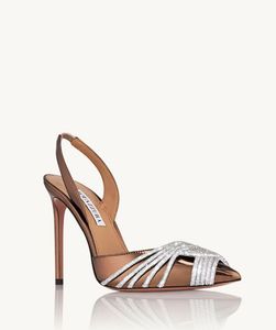 Luksusowe 2024S/s słynne kobiety gatsby sandały sandały buty krystalicznie skręcone skręcona dama spiczasta stóp do palenia impreza Drody ślubne gladiator sandalias eu35-43