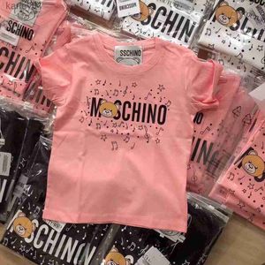 T-shirts Summer Childrens Short Sleeve Kids T-shirts Designer Tees Boys Girls Fashion Bear Letters Mosaic Printed Tops Children tops 240306