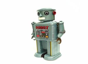 Novità Giochi Collezione per adulti Retro Giocattolo a carica Latta di metallo Braccia mobili altalena robot alieno Meccanismo meccanico Figure giocattolo per bambini gif7061251