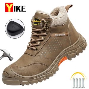 Winter Thickened Wool Work Safety Shoes For Men Steel Toe Cap Work Boots Non Slip Security Shoes Male Snow Boots 240228