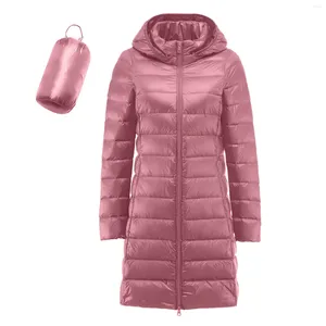 女性のトレンチコート女性冬の服ウォームダウンジャケット軽量長分離可能なフード付きパーカー2024プラスサイズのパフオーバーコート